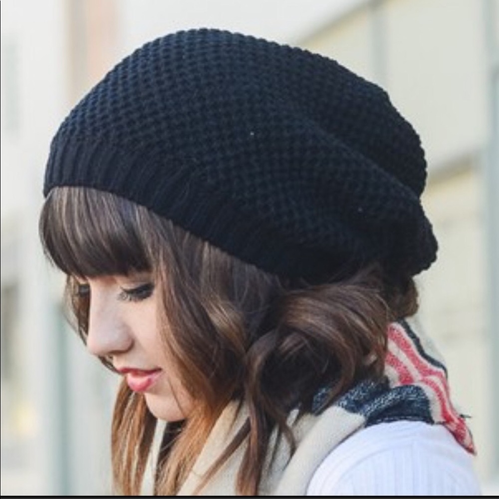 Slouchy knit beanie hat